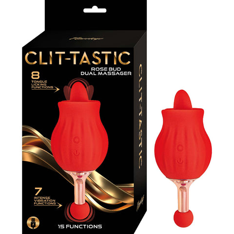 CLIT-TASTIC ROSE BUD DUAL MASSAGER RED