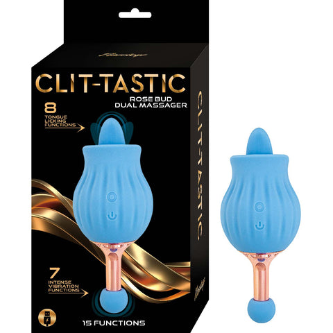 CLIT-TASTIC ROSE BUD DUAL MASSAGER BLUE