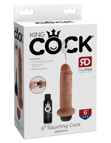 KING COCK 6 IN SQUIRTING COCK TAN