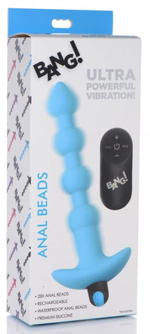 BANG! VIBRATING SILICONE ANAL BEADS & REMOTE BLUE