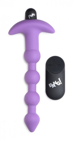 BANG! VIBRATING SILICONE ANAL BEADS & REMOTE PURPLE