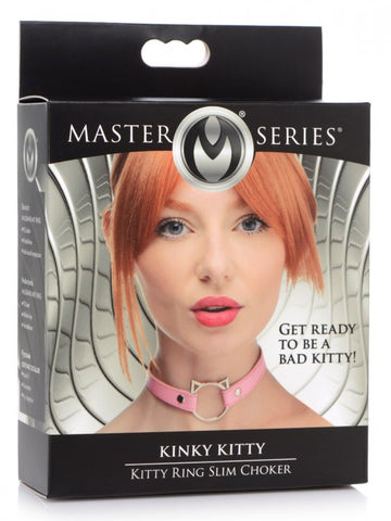 MASTER SERIES KINKY KITTY RING SLIM CHOKER PINK